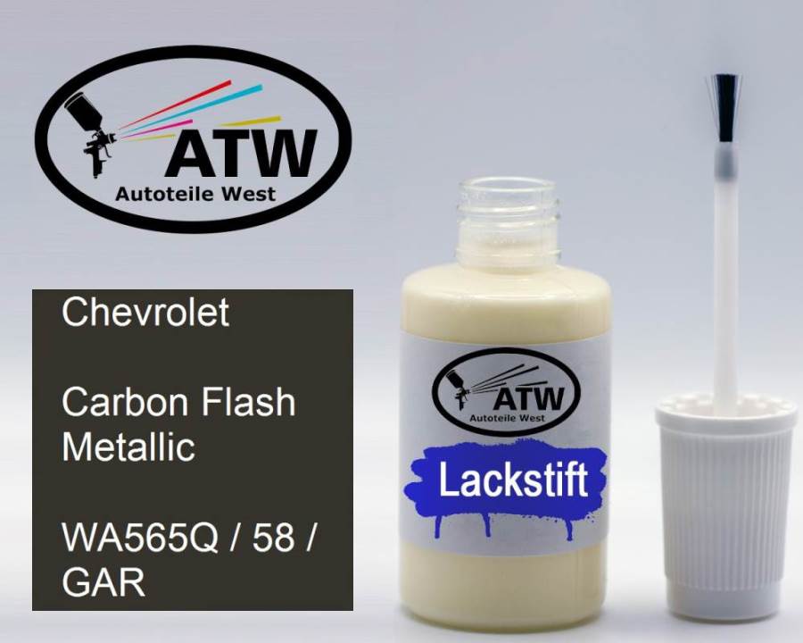 Chevrolet, Carbon Flash Metallic, WA565Q / 58 / GAR: 20ml Lackstift, von ATW Autoteile West.